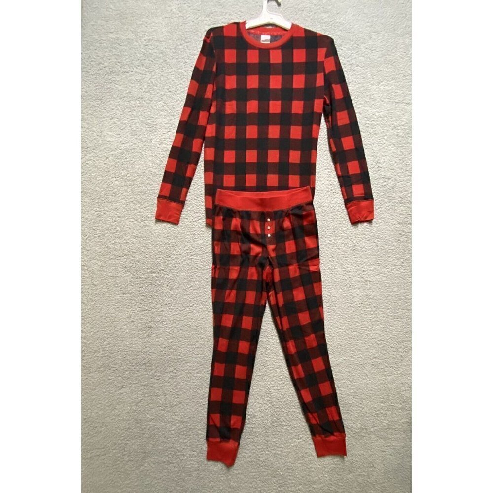 Stars Above Womens Red Plaid Thermal Pajama Set Size S Long Sleeve Shirt & Pants